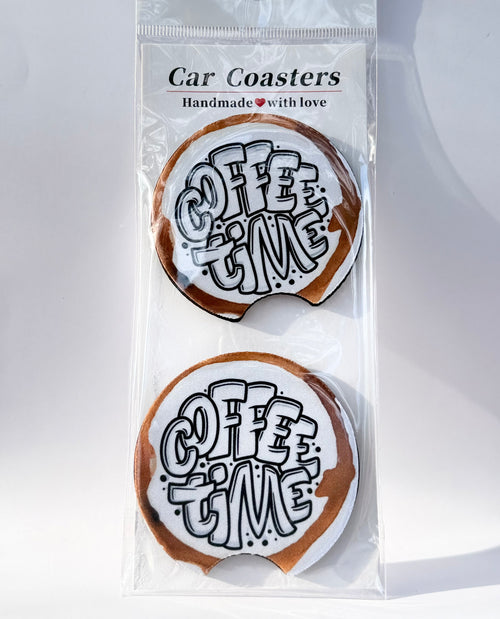 Coffee Time Car Coasters