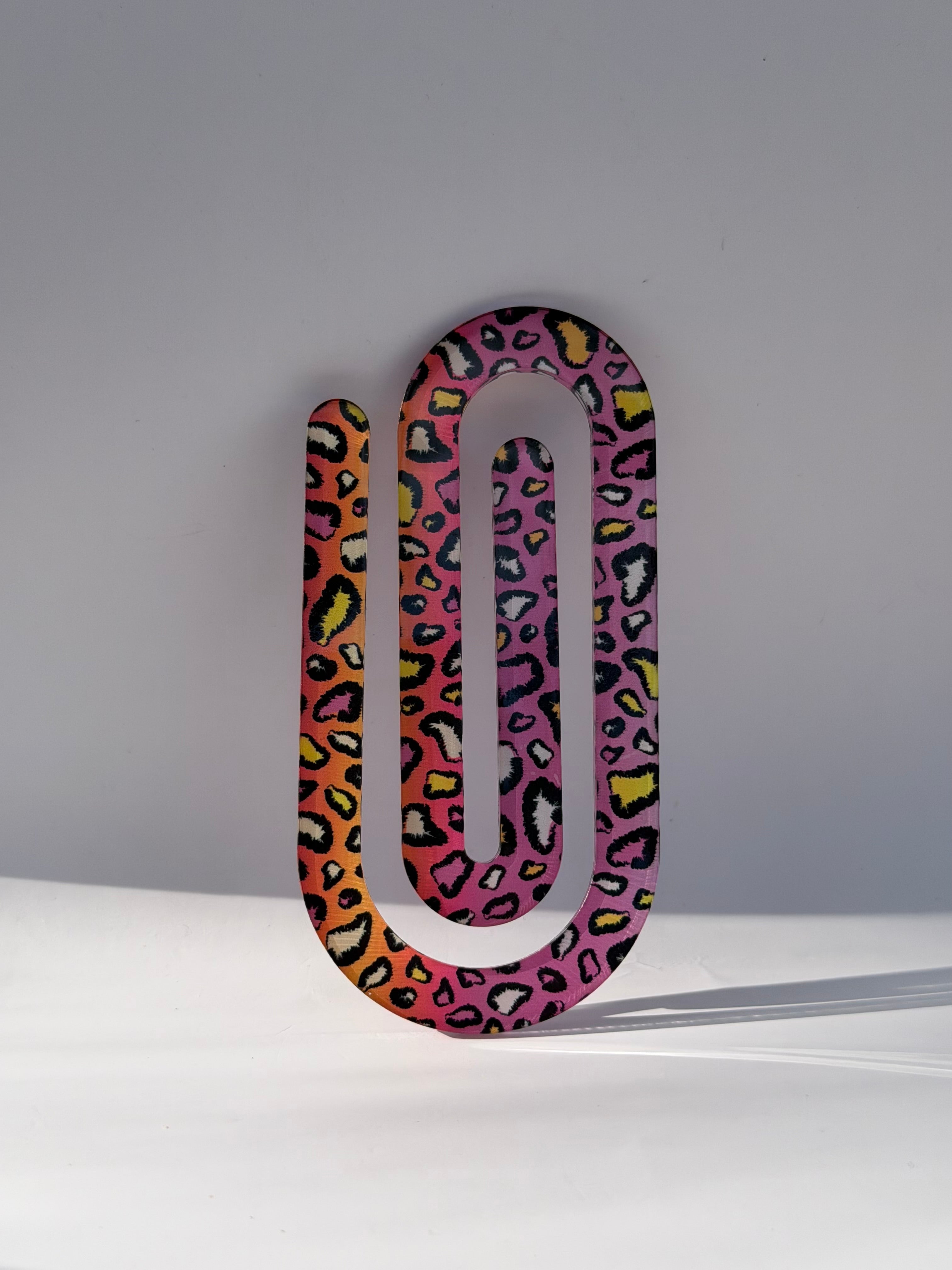 Neon Leopard Print Jumbo Paper Clip