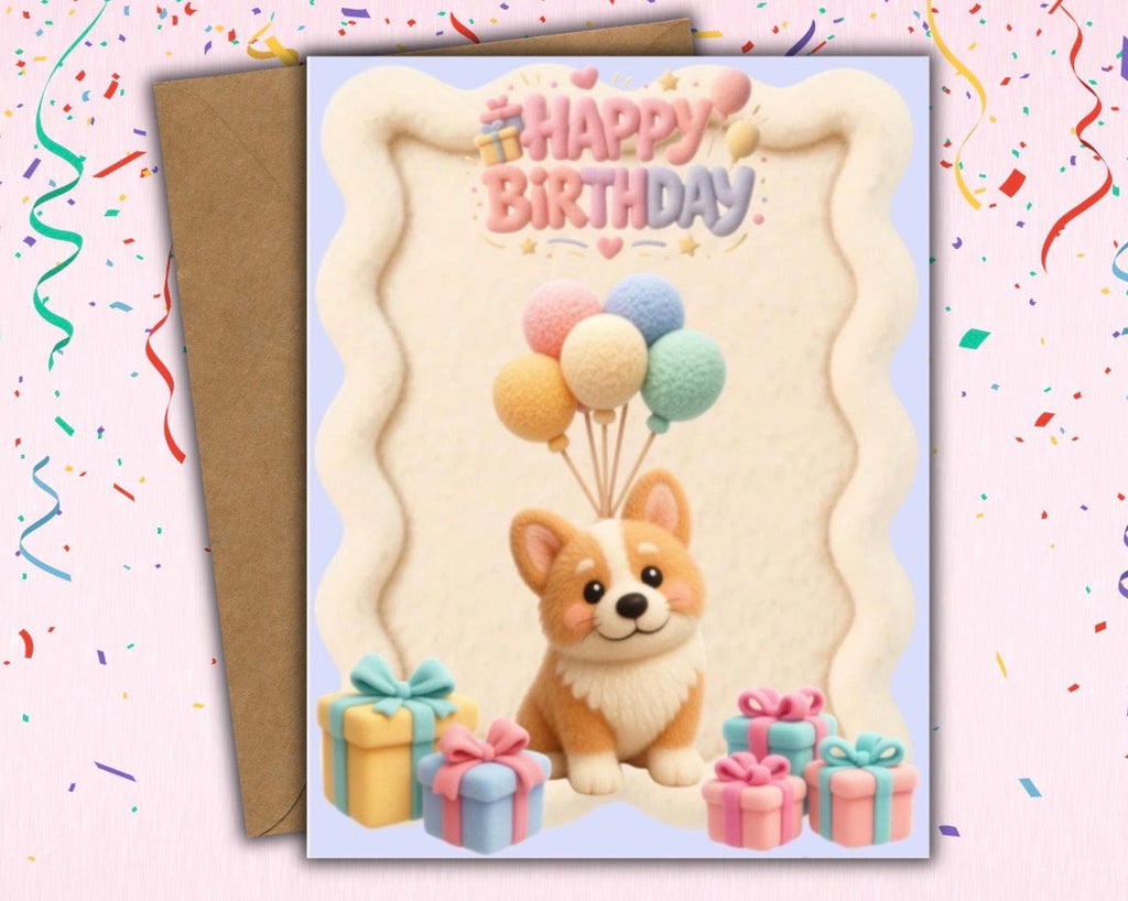 Corgi Happy Birthday Card