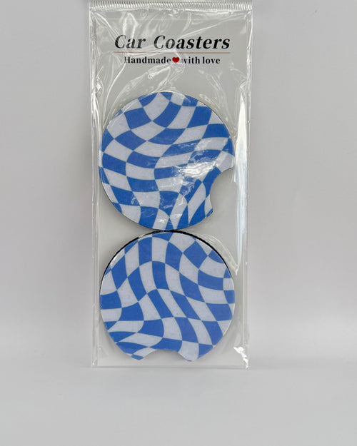 Blue Checkered Car Coasters