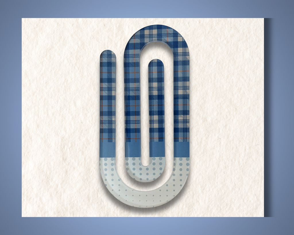 Blue Plaid Paper Clip