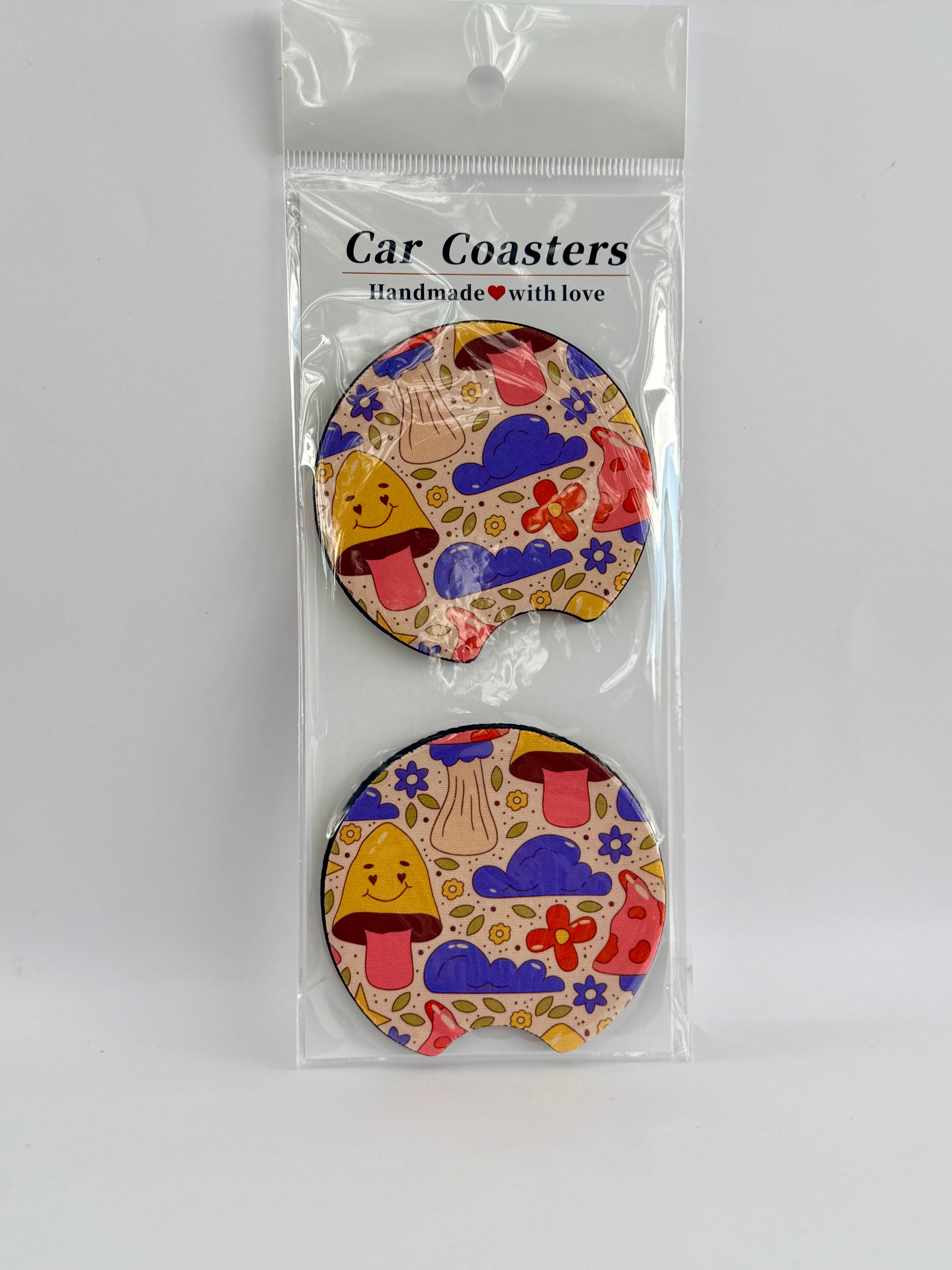 Retro Mushrooms Car Coasters