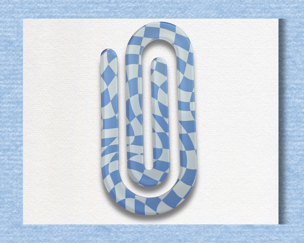 Blue Checkered Jumbo Paper Clip