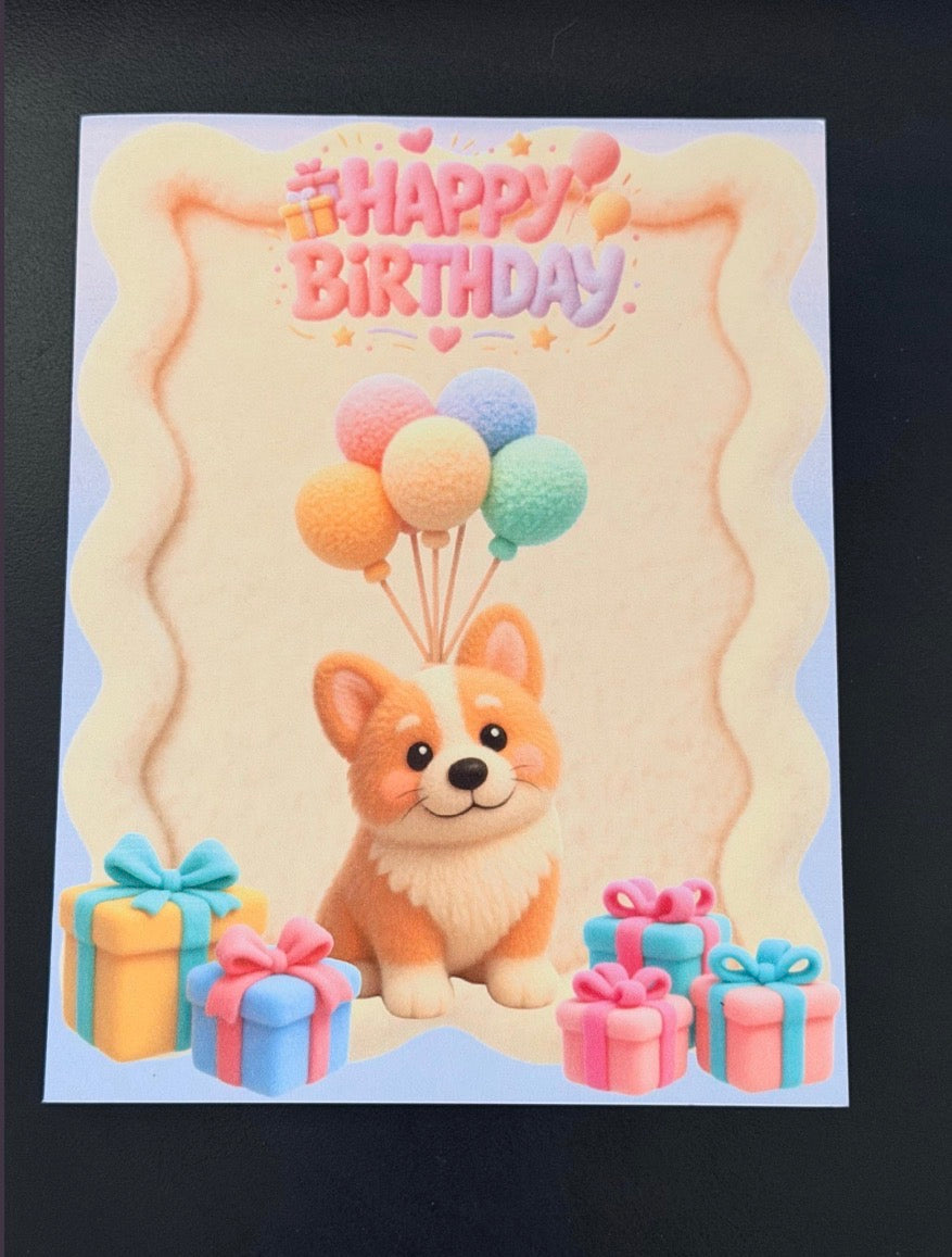 Corgi Happy Birthday Card