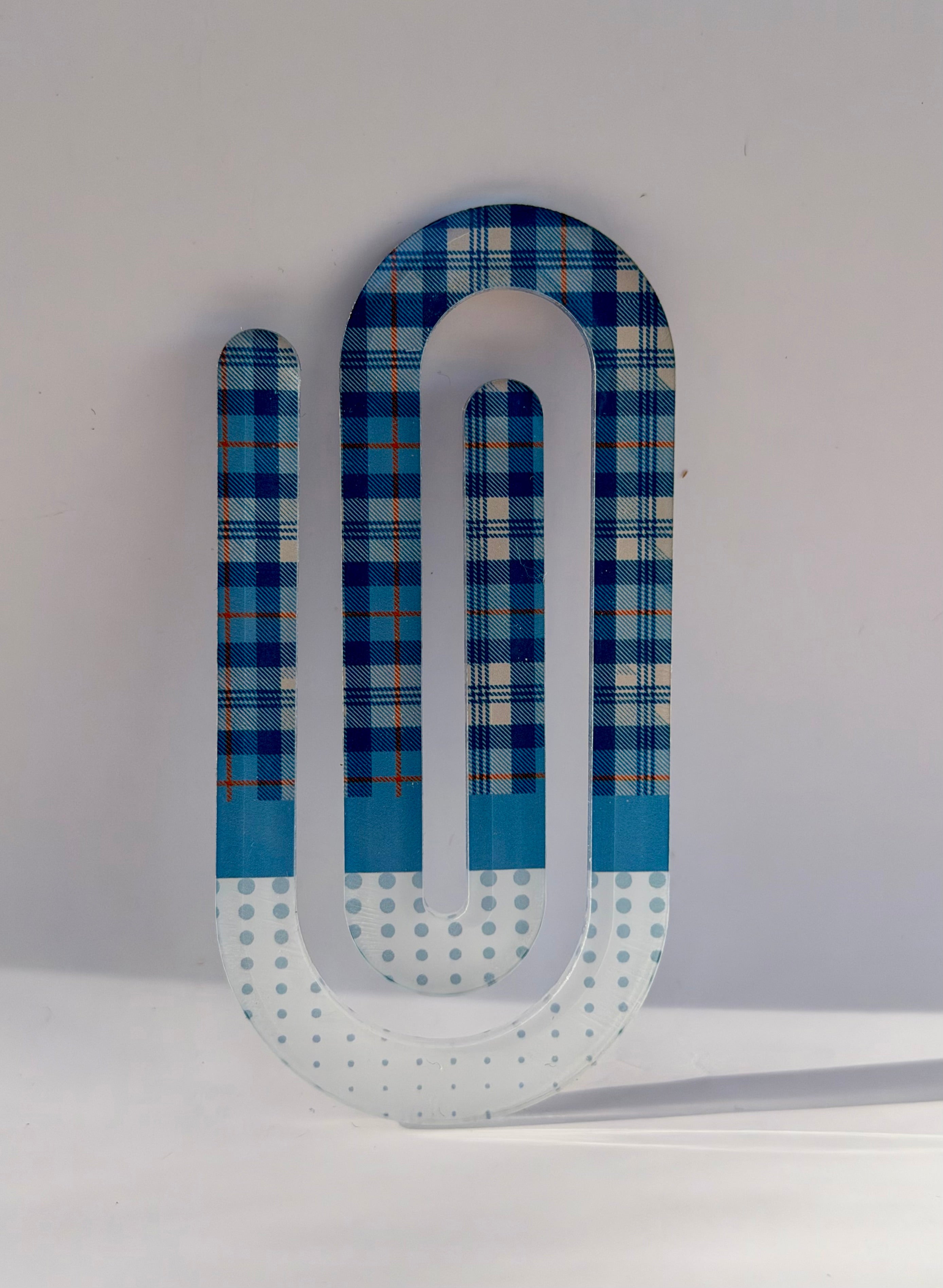 Blue Plaid Paper Clip