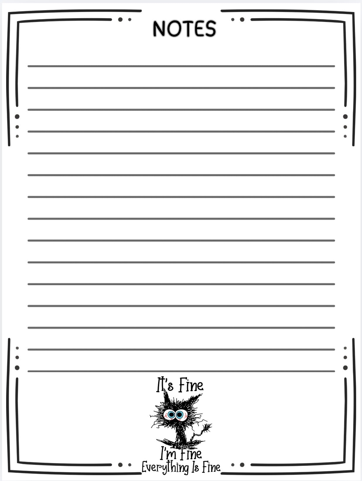 I'ts Fine, I'm Fine Cat Notepad