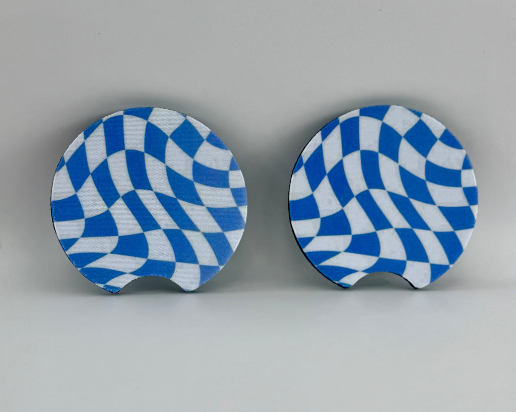 Blue Checkered Car Coasters