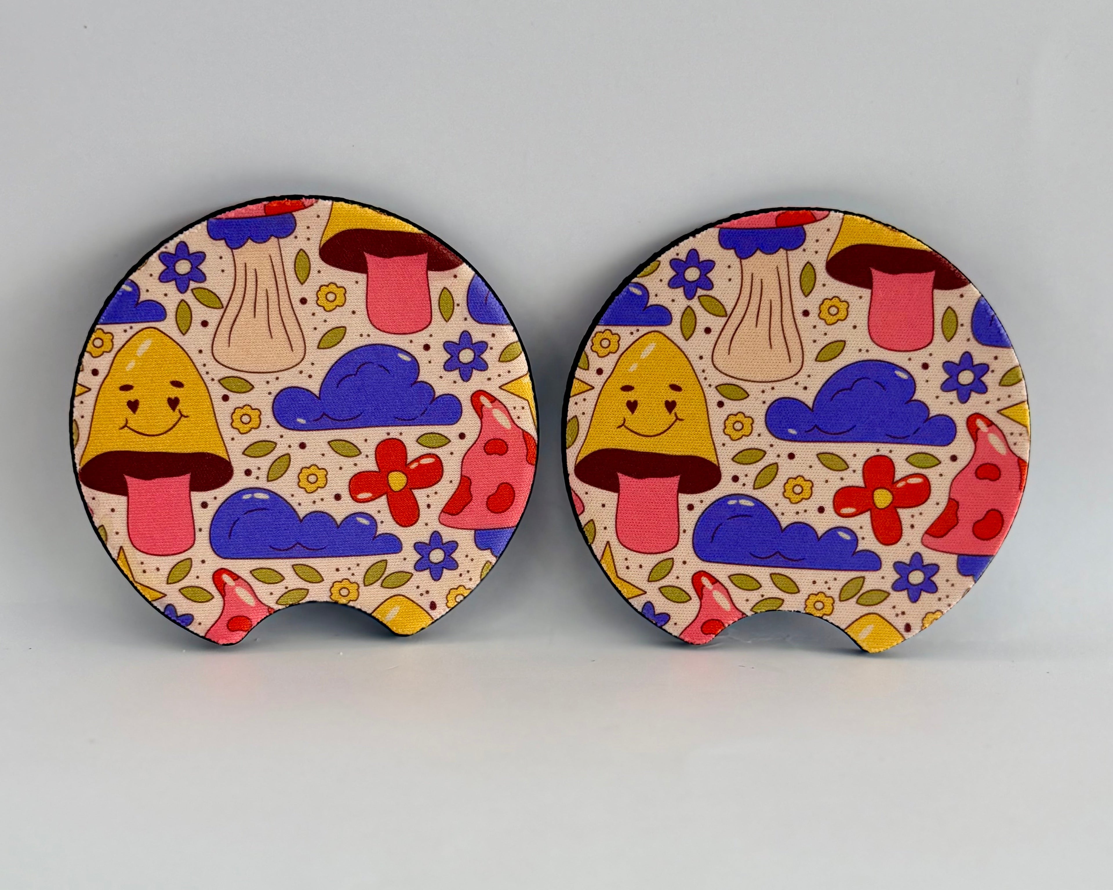 Retro Mushrooms Car Coasters
