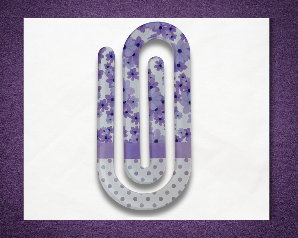 Purple Flowers Jumbo Paper Clip