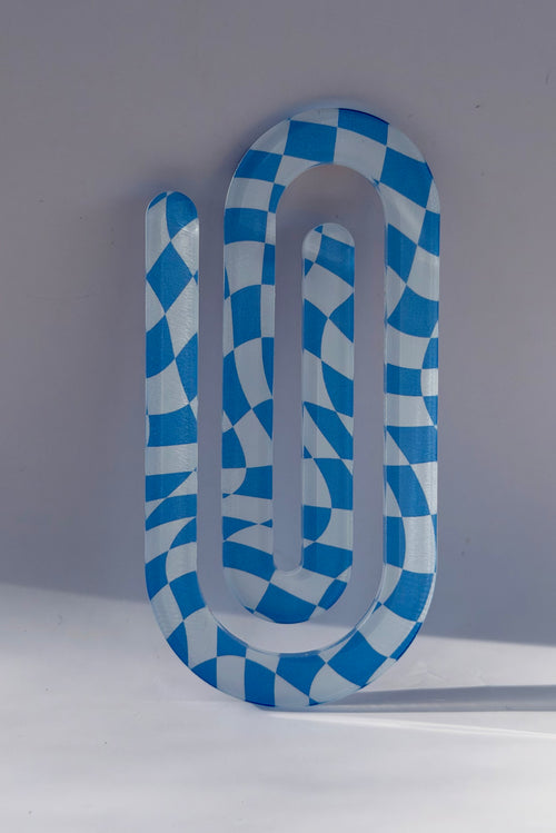 Blue Checkered Jumbo Paper Clip
