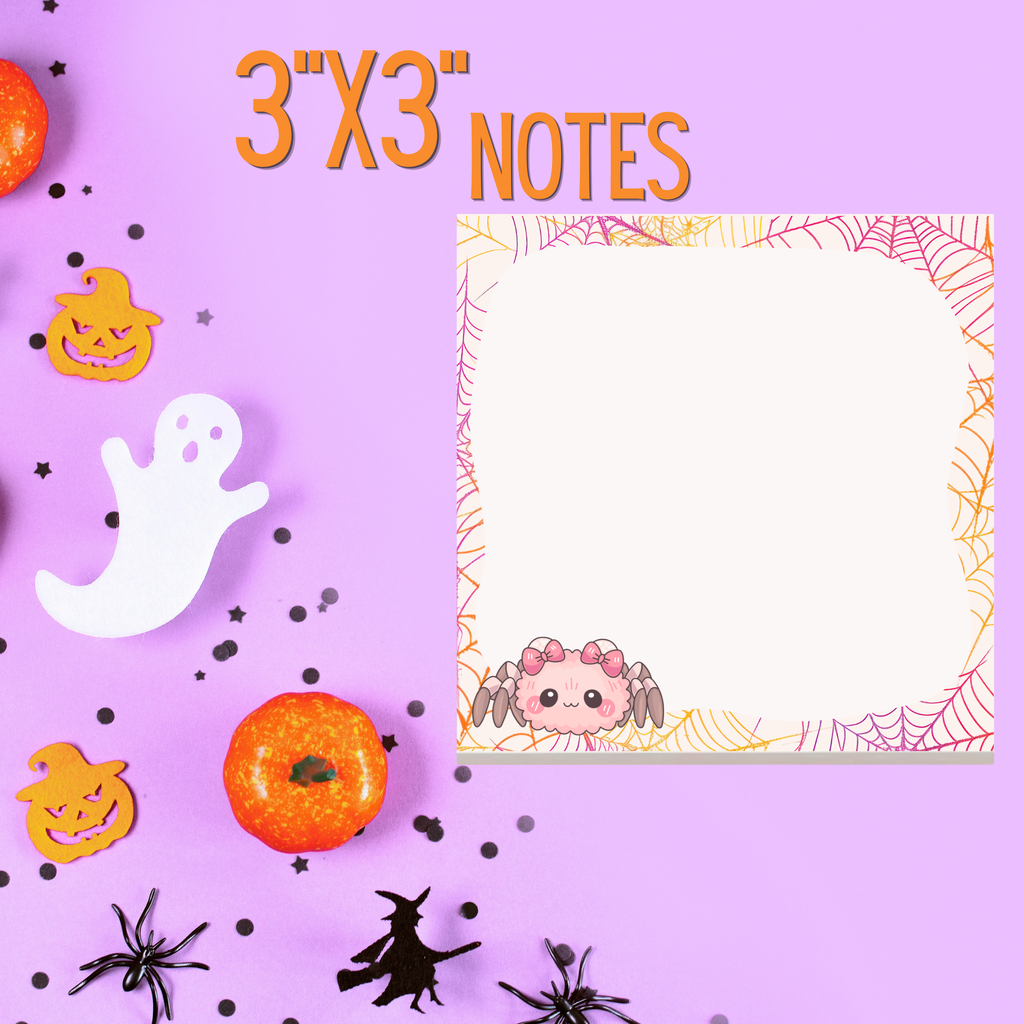 Pink Halloween spiderweb notes